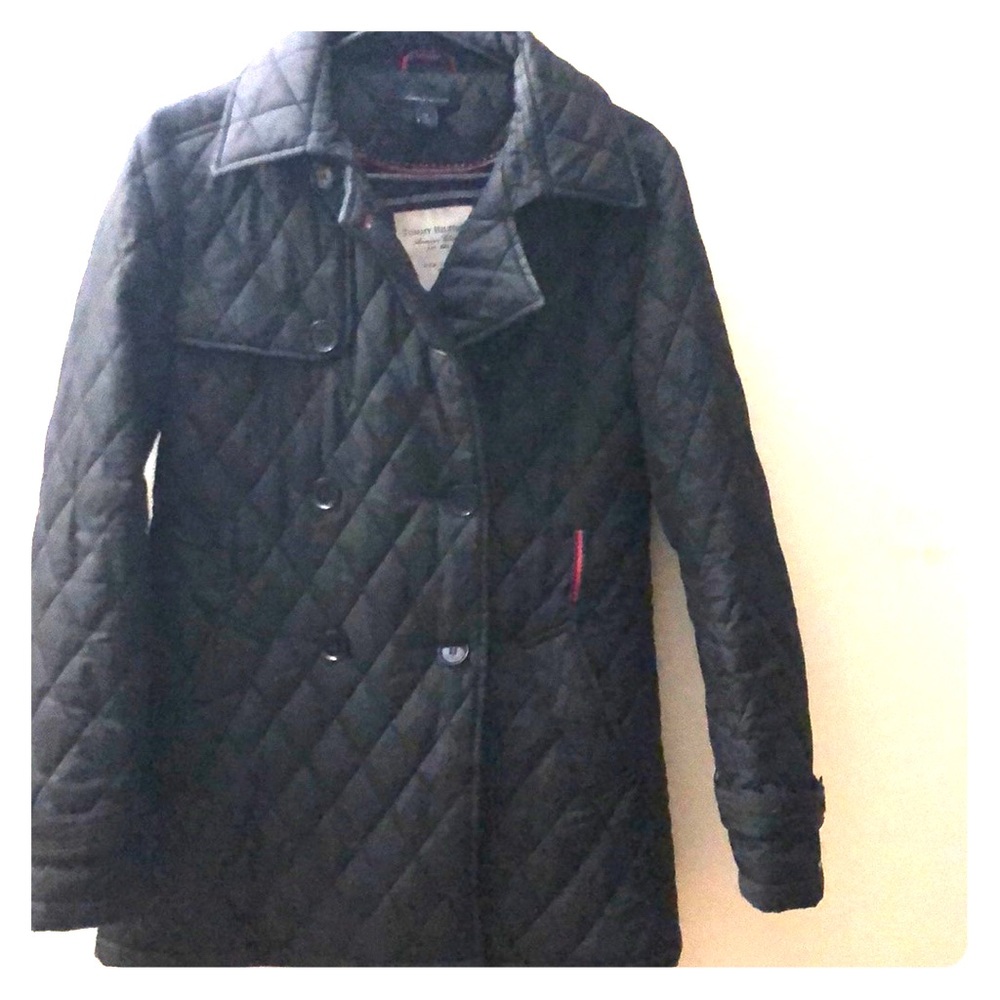 Black quilted pea coat